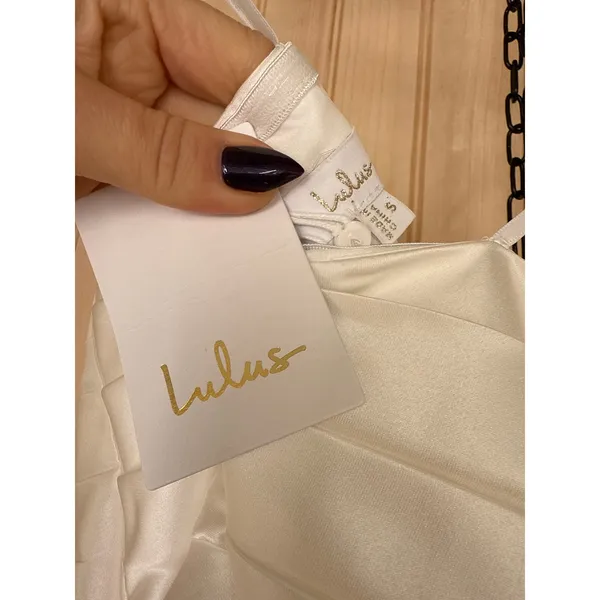 NWT Lulus Khalida White Satin Pleated Strapless Gown Wedding Bridal Dress Sz S - Image 11