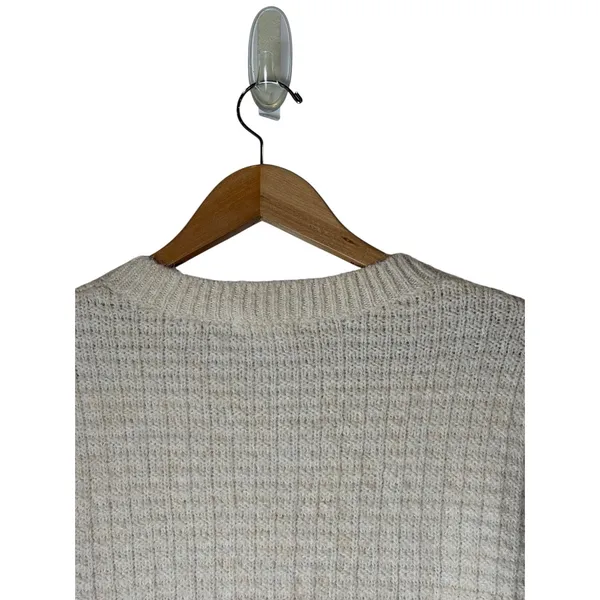 H&M Structured Knit Cardigan Women Medium Ivory Gold Button Maternity Sweater - Image 5