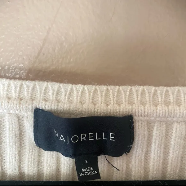 Majorelle Riley Tunic Sweater Ivory ribbed blouson sleeves knit Revolve As Is - Image 9