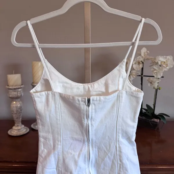 Amanda Uprichard Rocco Midi Denim Dress White Wash XS NWT 100% Cotton - Image 7