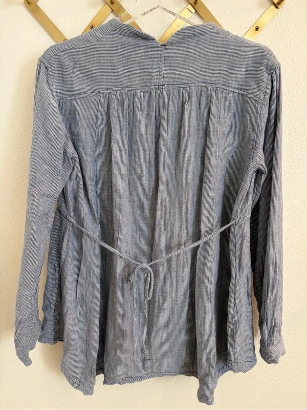 Free People All Who Wander Tunic Top Blue Striped Medium - Image 9