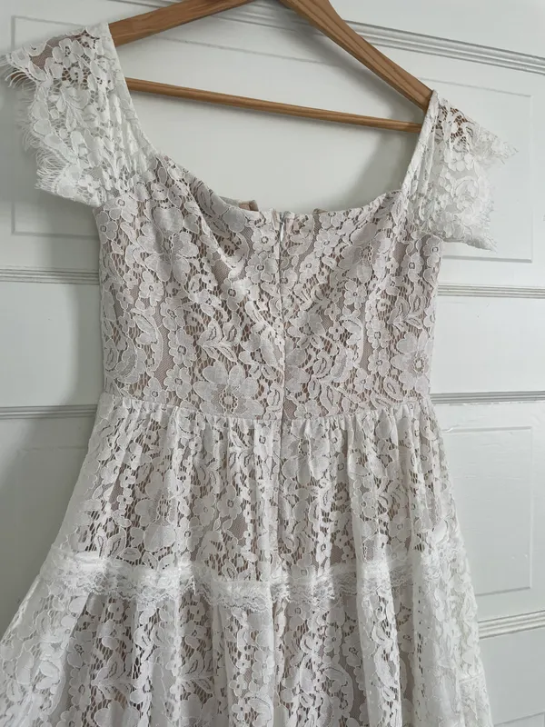 Lulus White Lace Off Shoulder Midi Dress - Image 7