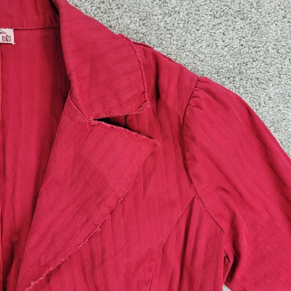 VTG 6 Degrees Y2K Cropped Jacket Juniors M Red Layered Ruffle Back Fitted Button - Image 10