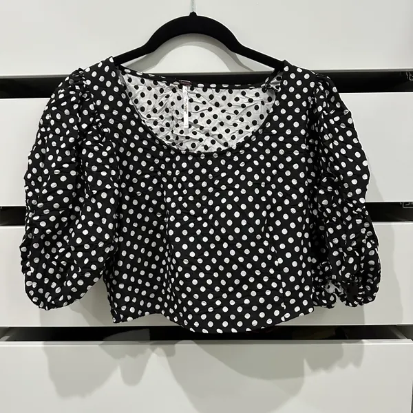 Free People Puff Sleeve Polka Dot Top - Image 3