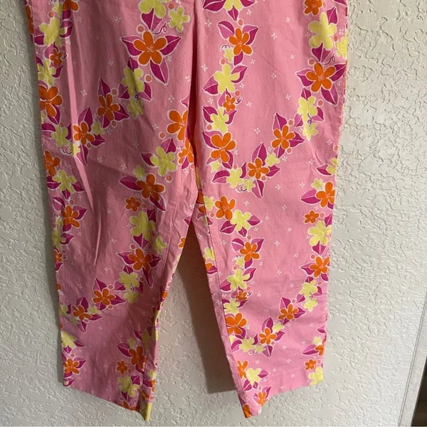 Lilly Pulitzer Crop Pants Pink 6 Women Floral Bi-Stretch Tropical Summer - Image 6