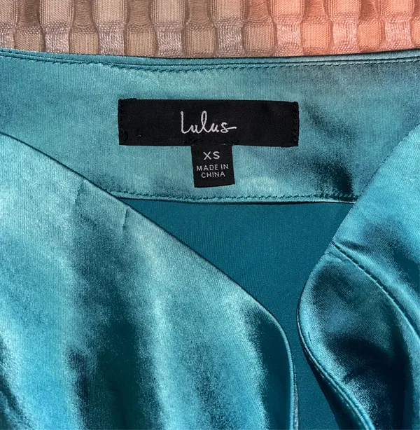 Lulus Flirty Days Teal Blue Satin Mini Skirt - Image 5