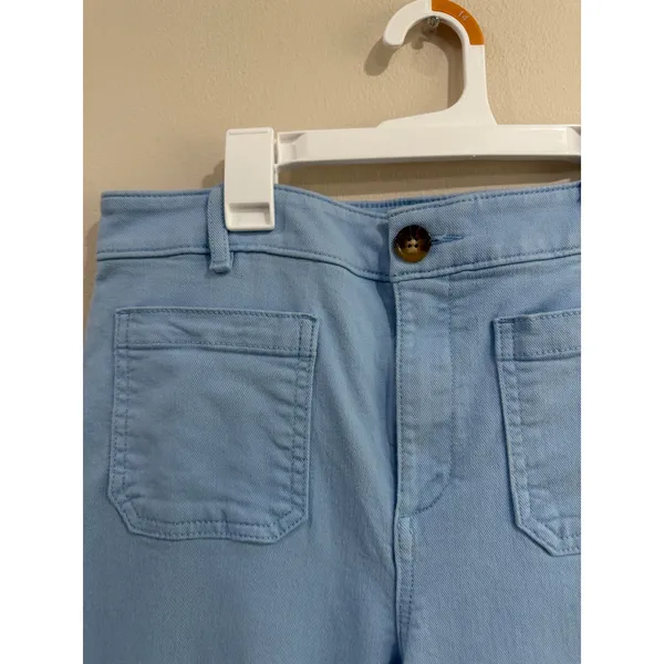 Loft The Palmer Wide Leg Pants Light Blue High Rise Trousers Workwear Size 4 - Image 4