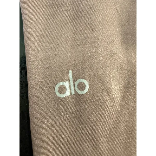 Alo Yoga High-Waist Airbrush Leggings Metallic Mauve Taupe‎ Women's Size L - Image 4