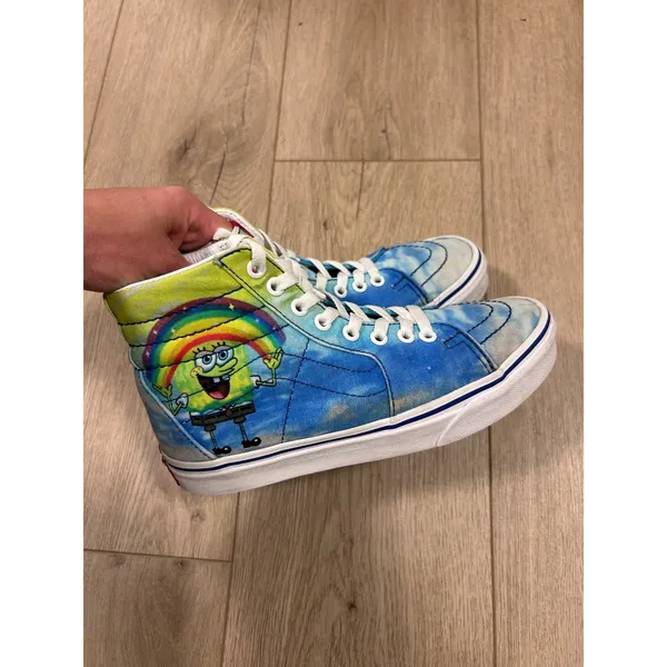 Vans Sk8-Hi SpongeBob SquarePants Tie Dye High Top Sneakers Womens 7 Mens 5.5 - Image 3