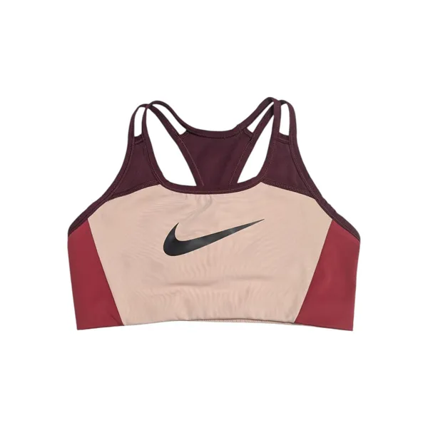 Nike Swoosh Logo Sports Bra Colorblock Cut Out Pink Maroon Purple Womens Medium - Image 2