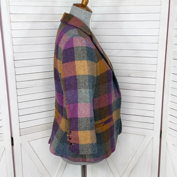 Cabi Happy Blazer‎ Women 4 Multicolor Buffalo Plaid Jewel Tone Wool Blend #927 - Image 4