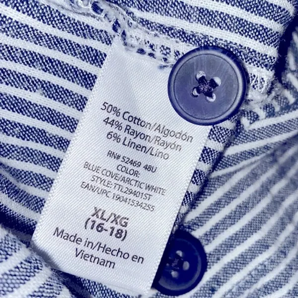 TIME & TRU striped top size XLarge linen blend tie front - Image 4