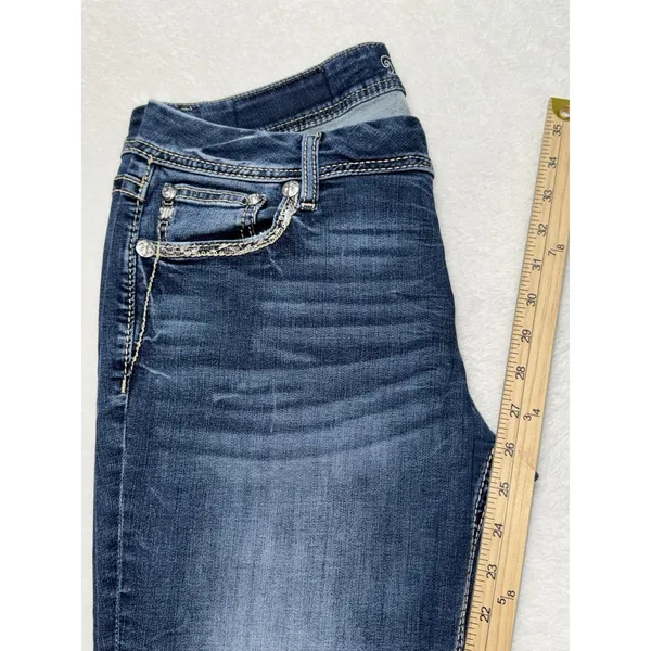 Miss Me Womens Skinny Jeans Medium Wash Embroidered Mid Rise Sz 31 - Image 8