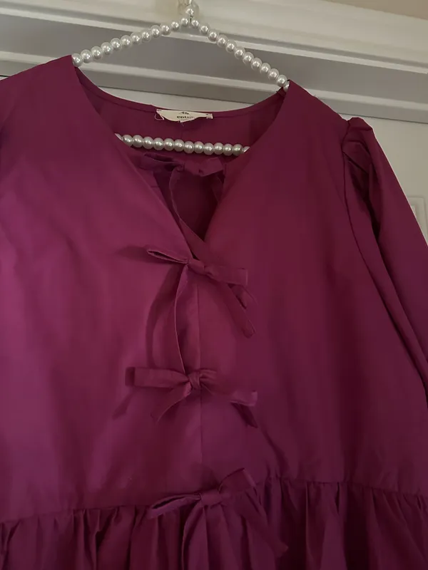 Entro Plum Bow Puff Sleeve Dress - Image 3