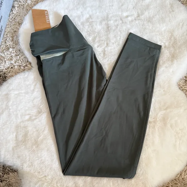 Berlook Activewear Dark Green Contrast High Waisted Leggings 24" - Image 6