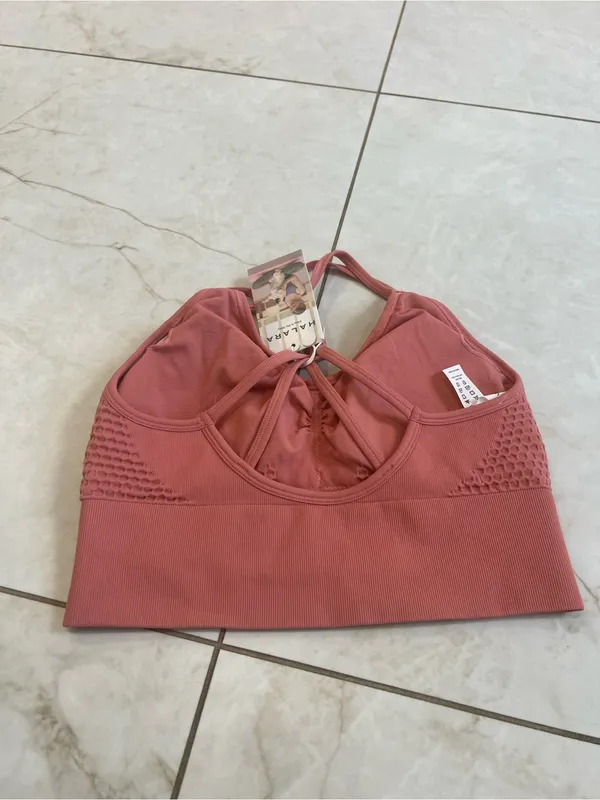 NWT HALARA Salmon OneForm Seamless Flow Low Support Ruched Sports Bra Size Small - Image 3