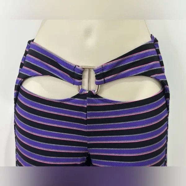 I AM GIA Carrie Cutout Flared Pants Striped Purple Size XS Party Emo Rock Rave - Image 4
