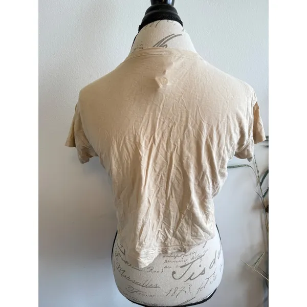Lululemon Cates Tee Tan Beige Cropped Short Sleeve Pima Cotton‎ Shirt Womens 2 - Image 2