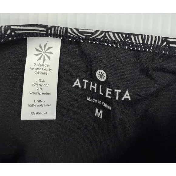 Athleta Bikini Bottom Geometric Print Swim‎ Bottom Black White Size M - Image 2