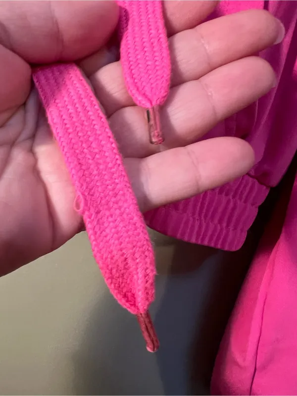 Womens Size XL Cropped Hoodie Bright Pink Banded Hem Long Sleeve Kangaroo Pocket - Image 5