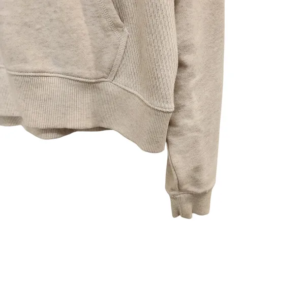 Aerie Cream Long Sleeve Cropped Cotton Knit Pullover Hoodie Sweatshirt Small - Image 4