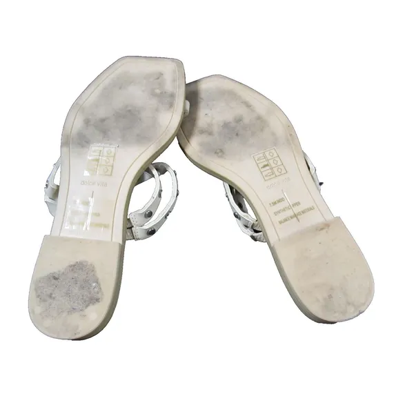 Dolce Vita Stella Studded Sandals Ivory Women’s Size 7.5 Slip‑On Square Toe - Image 7