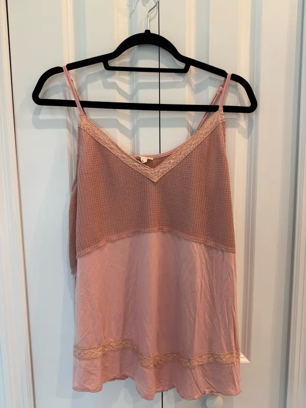 POL Pink Lace Trim Babydoll Cami Tank Top - Image 2