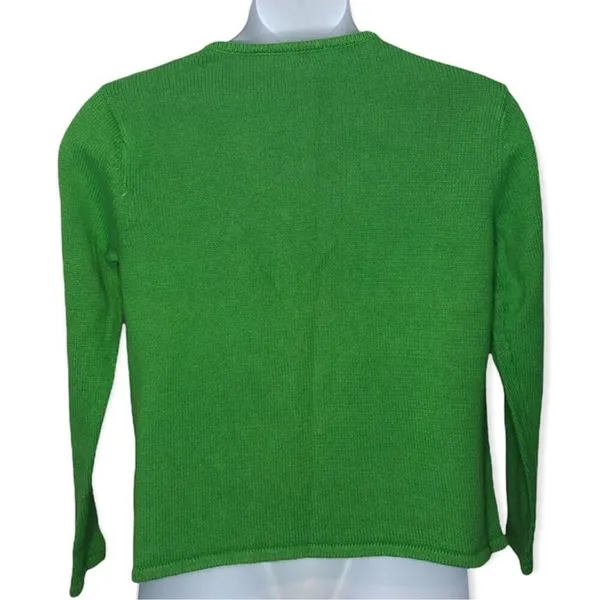 Classic Elements Vintage 90s Christmas Cardigan Green Embellished Holiday Sweater Grandma Core M - Image 5