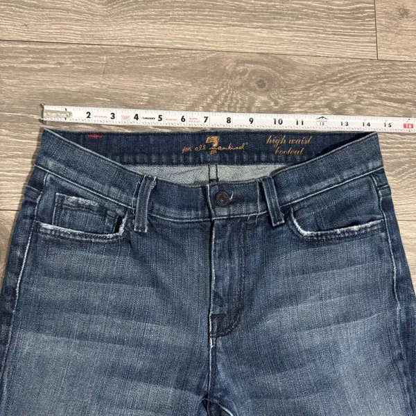 7 For‎ All Mankind Mid Waist Bootcut Y2K Jeans Women Sz 28 Dark Wash Cropped USA - Image 4