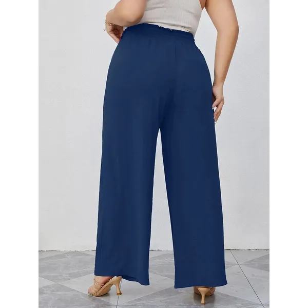 Cueply Womens Pants Sz 3X Dark Blue Wide Leg Pull On Trousers Pockets Casualwear - Image 5