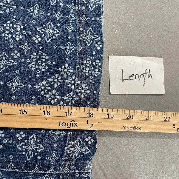 CJ Banks Plus Size 14W Blue White Print Denim Jean Skort Skirt Preppy Chic - Image 8