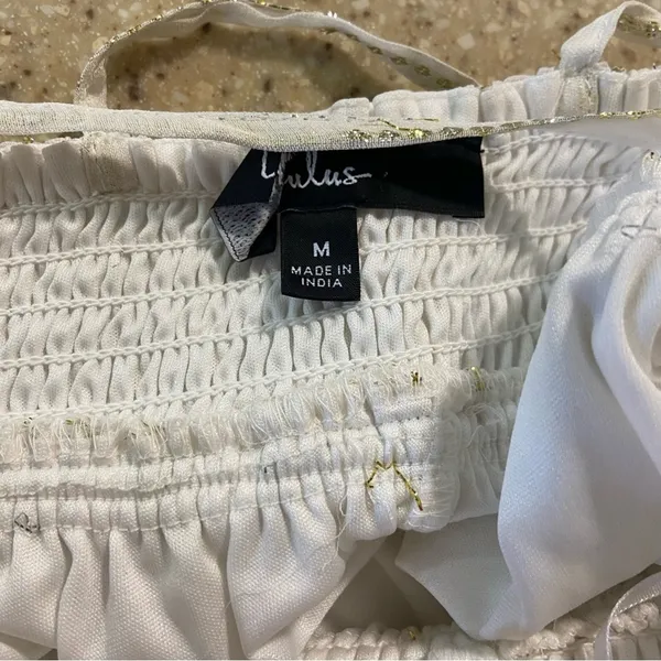 NWOT Lulus Sunshine Dreaming White Lurex Striped Tie-Strap Maxi Dress - Image 10