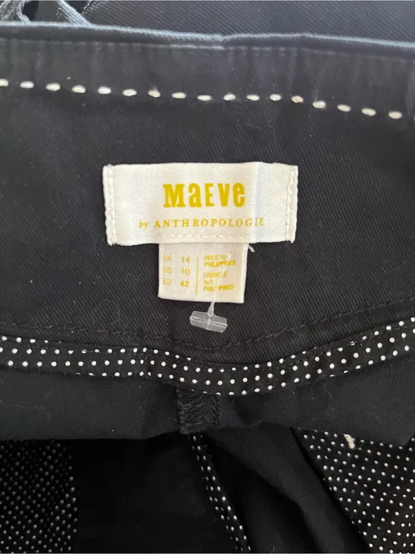 Maeve Black High Rise Straight Leg Pants 10 Stretch Preppy Minimalist Cotton - Image 5