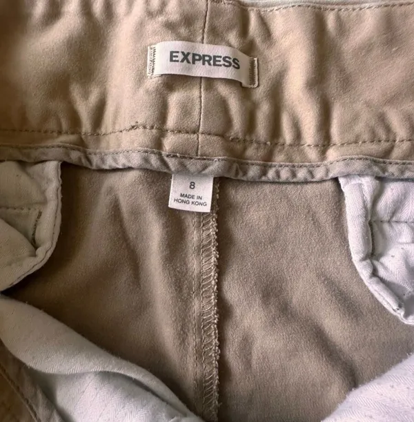 Express beige wide leg trousers size 8 neutral pants - Image 3