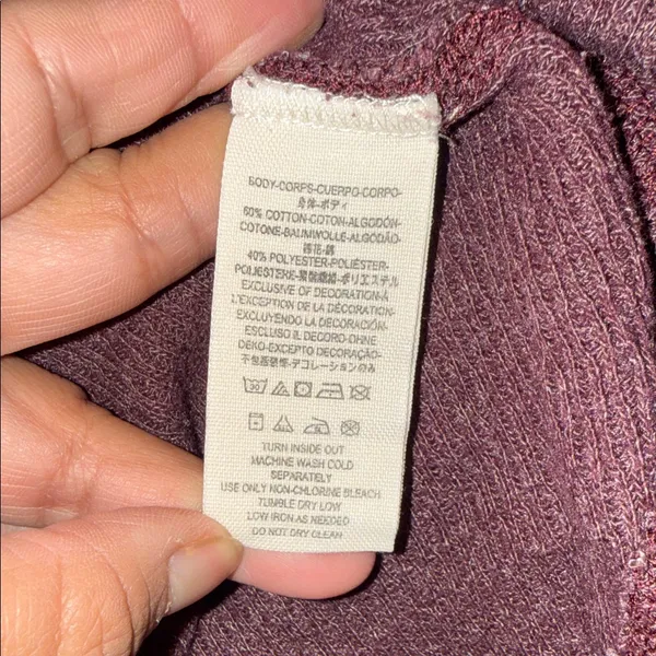 We the Free rainbow trim thermal Henley wine purple Long Sleeve scoop neck xs - Image 7