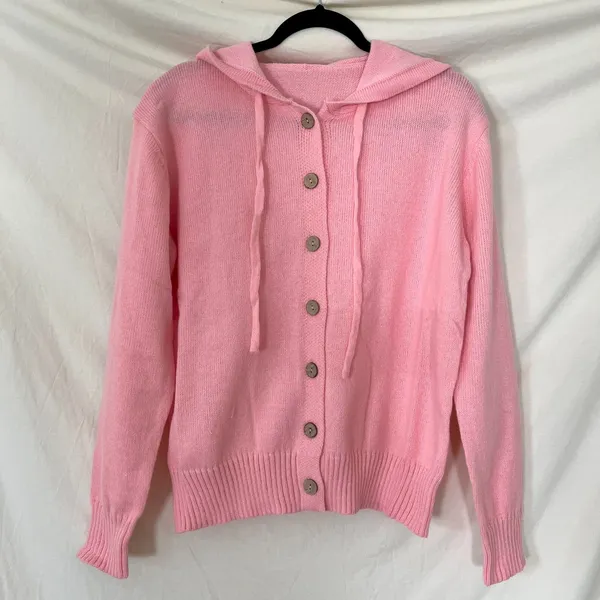 Comfy Chunky Hoodie Button Up Cardigan Jacket Size M light Pink - Image 5