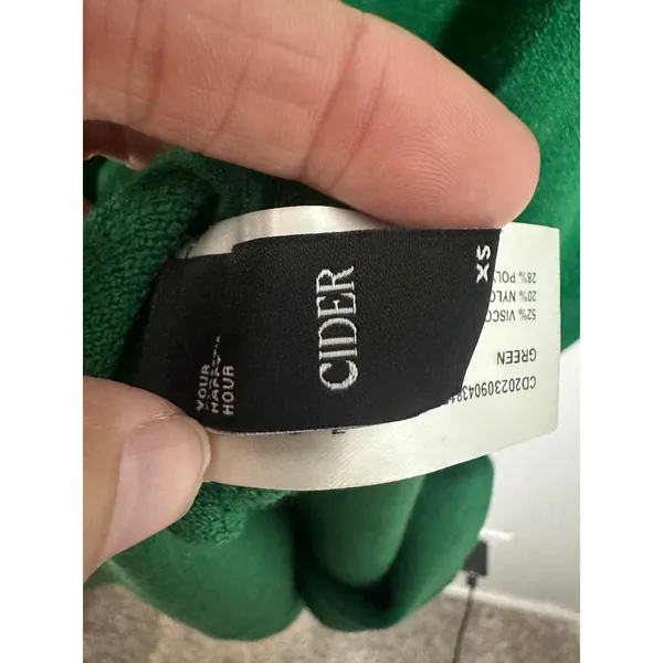 Cider Green Wrap Sweater Dress V-Neck Belted Back Cutout Midi CD20230904384 XS‎ - Image 6