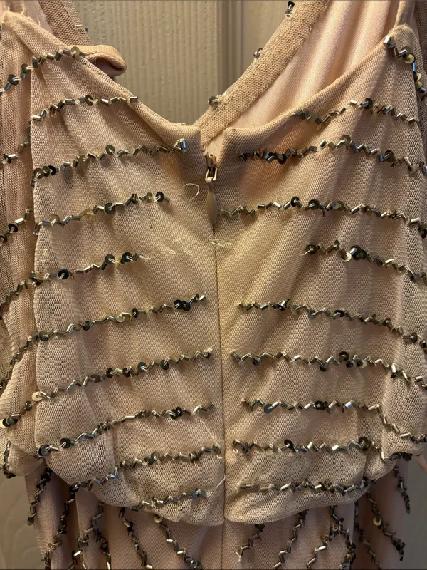 Adrianna Papell Nude Beaded V-Neck Evening Gown - Image 5