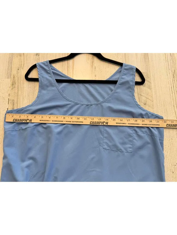 Women’s Size XL (16–18) Blue Sleeveless Pocket Blouse Tank Top - Image 6