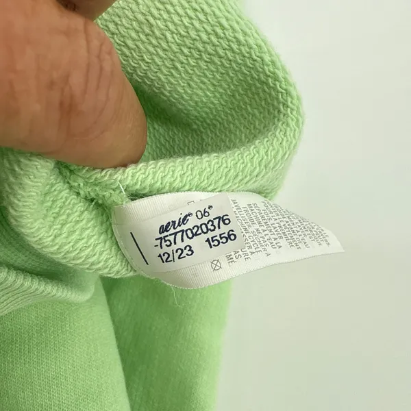 OFFLINE‎ by Aerie Cropped Sweatshirt Snap Pullover Top Thumb Hole Medium Lime - Image 10