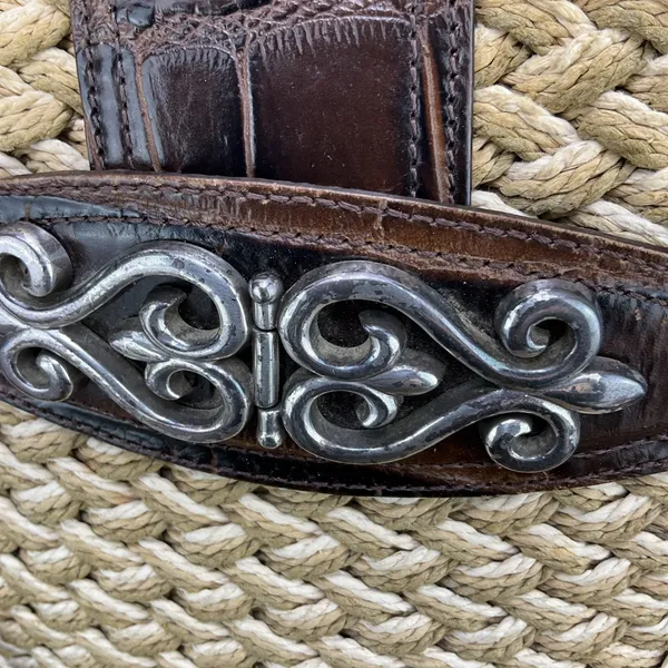 Brighton Straw Tote KORA Lined Purse Bag w/ Leather‎ Trim & Heart Charm Vintage - Image 8