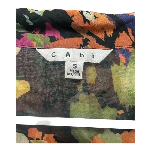 CAbi Floral Ruffle Tie Front Sheer Blouse // Size Small - Image 6