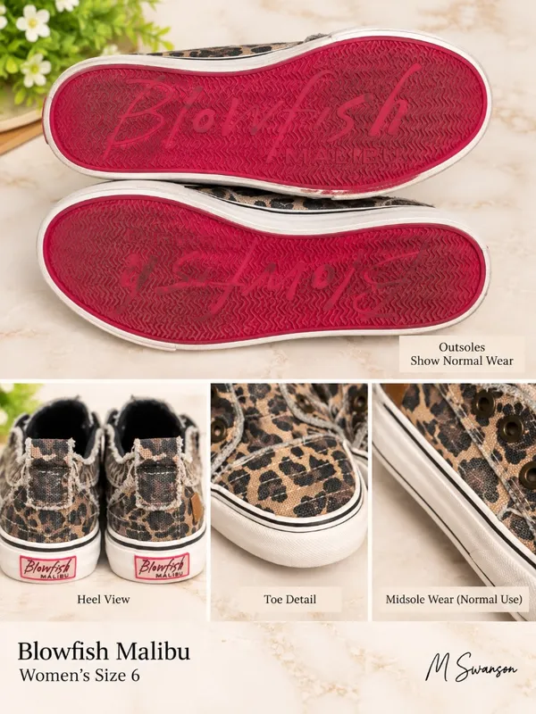Blowfish Malibu Leopard Print Canvas Slip-On Sneakers Women’s Size 6 GUC - Image 5