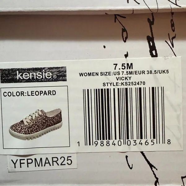 Kensie Vicky Sneaker Leopard Print Shoes 7.5 Cream Tan NIB - Image 13