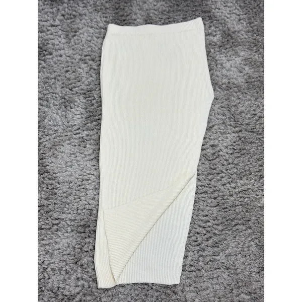Mimosa Women’s Ivory Ribbed Knit Maxi Skirt Side Slit Stretch Bodycon Size L - Image 4