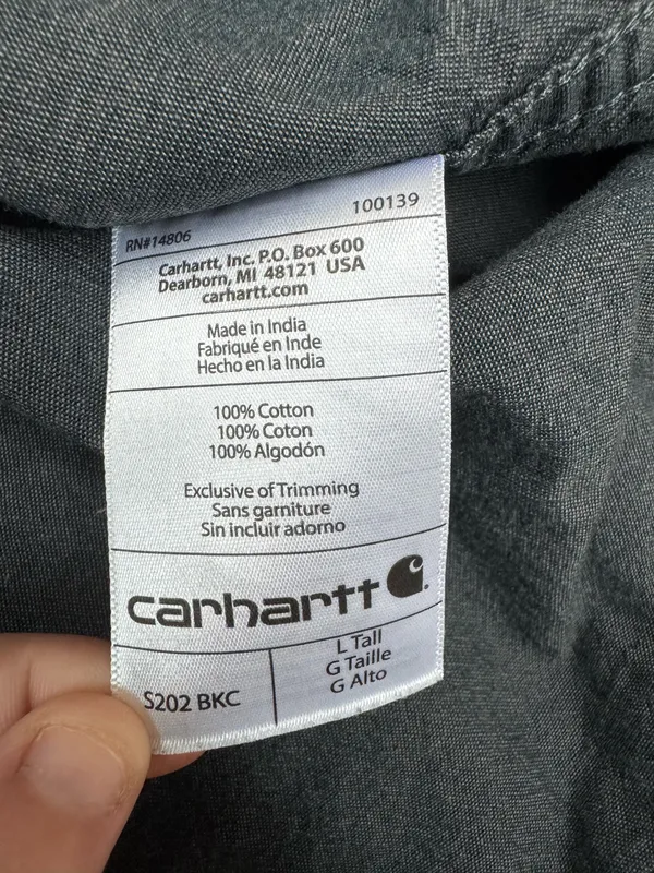 Carhartt Relaxed Fit Mens Chambray Button Front Long Sleeve Shirt- LTall - Image 5