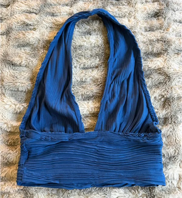 Shein Halter Crop Top - Blue XS - Image 2