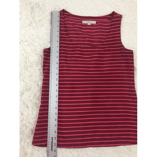 LOFT‎ Red Orange Striped Sleeveless Blouse Size XS - Image 3