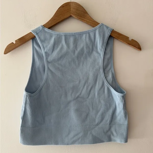Garage Stella Seamless Plunge Ribbed Baby Blue Tank Top‎ Bralette - Image 3