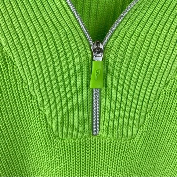 Ralph Lauren Green & Black Quarter Zip Long Sleeve Color block Neon Sweater L - Image 4